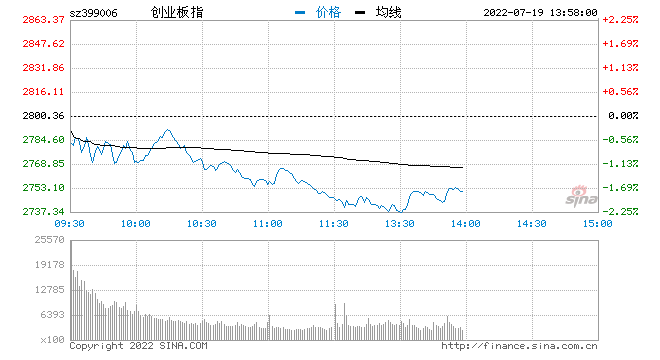 快讯：两市午后震荡走低创指一度跌超2% 养殖板块跌幅居前