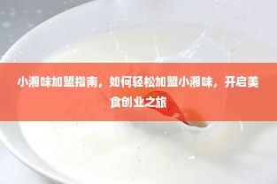 小湘味加盟指南，如何轻松加盟小湘味，开启美食创业之旅