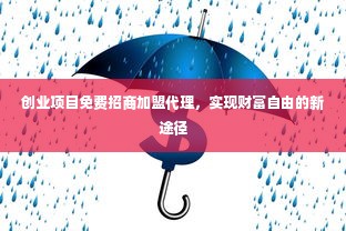 创业项目免费招商加盟代理，实现财富自由的新途径