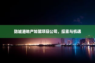 防城港地产加盟项目公司，探索与机遇