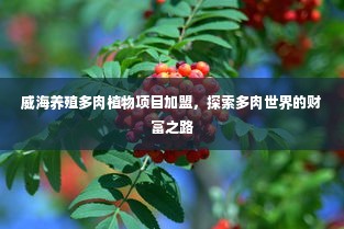 威海养殖多肉植物项目加盟，探索多肉世界的财富之路