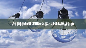 农村种植加盟项目怎么样？机遇与挑战并存