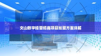 文山数字经营招商项目加盟方案详解