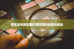 建筑业寻找加盟代理项目的机遇与挑战