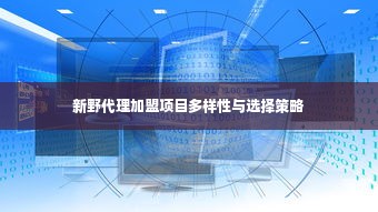 新野代理加盟项目多样性与选择策略